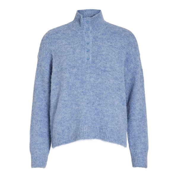 VILA JERSEY CUELLO BOTONES AZUL VINYNNI