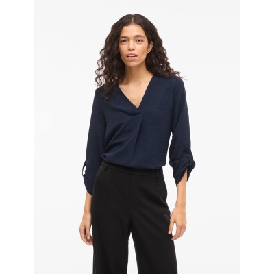 VILA BLUSA VIJOSA CUELLO PICO MARINO