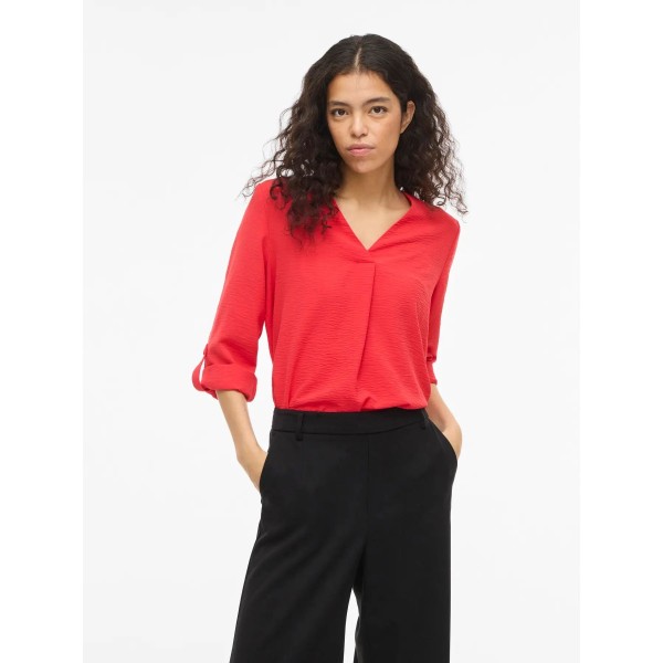 VILA BLUSA VIJOSA CUELLO PICO HIBISCUS