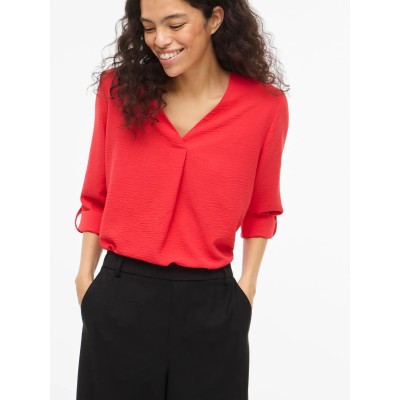 VILA BLUSA VIJOSA CUELLO PICO HIBISCUS