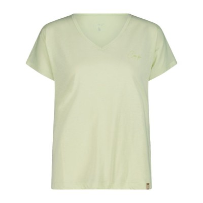 CMP CAMISETA MUJER CUELLO PICO ALGODÓN VERDE PASTEL