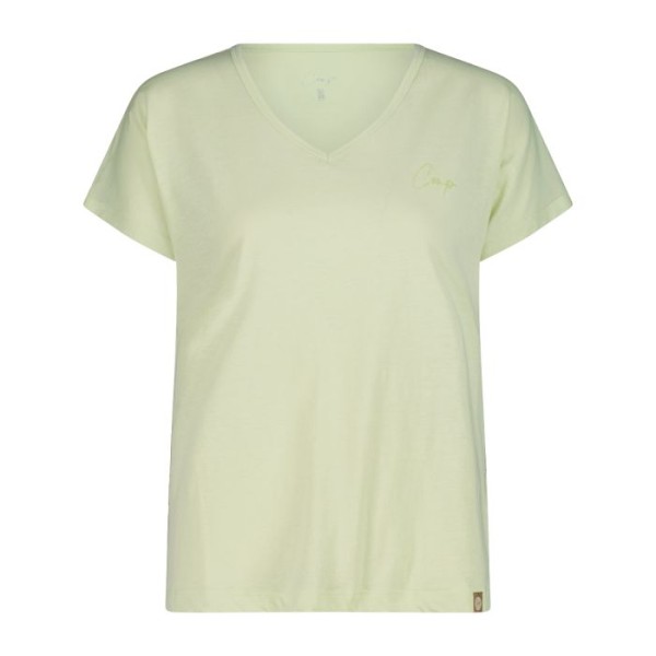 CMP CAMISETA MUJER CUELLO PICO ALGODÓN VERDE PASTEL