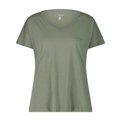 CMP CAMISETA MUJER CUELLO PICO ALGODÓN SALVIA