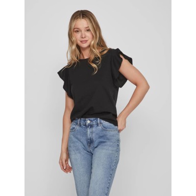 VILA VISUMMER CAMISETA TOP NEGRO