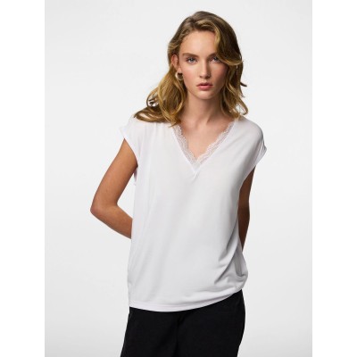 PIECES CAMISETA CUELLO PICO PCKAMALA BLANCO