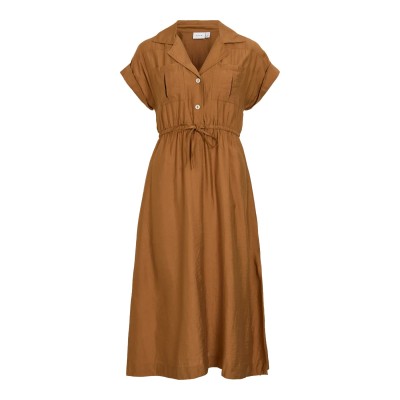 VILA VESTIDO MIDI VIPLUMMY CAFÉ