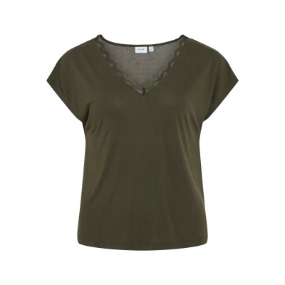 VILA CAMISETA CUELLO PICO VIMODALA VERDE